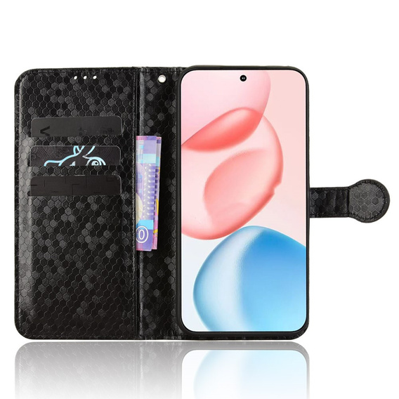 Etui z klapką do Honor 400 Pro 5G, Wallet Rhombus, czarne