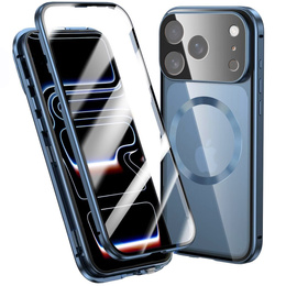 Etui do iPhone 17 Pro, Magnetic Dual Glass, do MagSafe, niebieskie