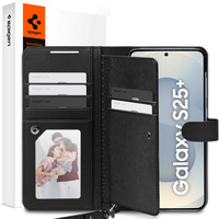 Etui Spigen Wallet "S" do Samsung Galaxy S25+ Plus, Czarne + Szkło Hartowane 9H