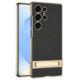 Etui do Samsung Galaxy S25 Ultra, Electro Frame Leather, z podstawką, czarne