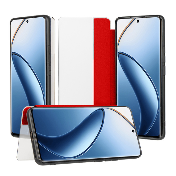 Etui z klapką do Realme 12 Pro 5G / 12 Pro+ 5G, Side View, czerwone