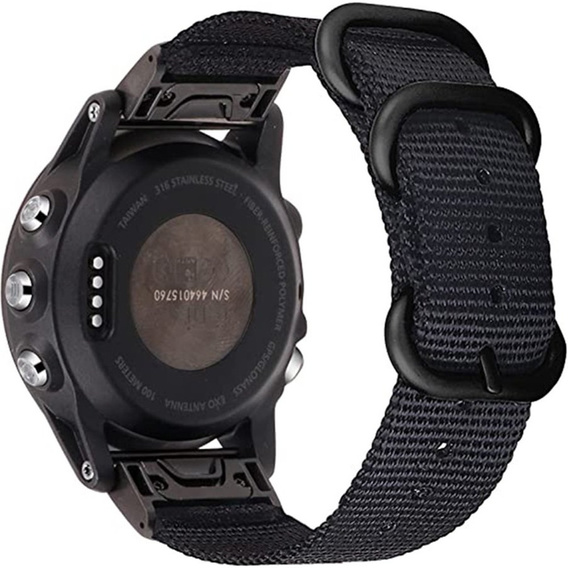 Pasek Nylonowy QuickFit 20mm do Garmin Fenix 5S/6S/7S, Czarny