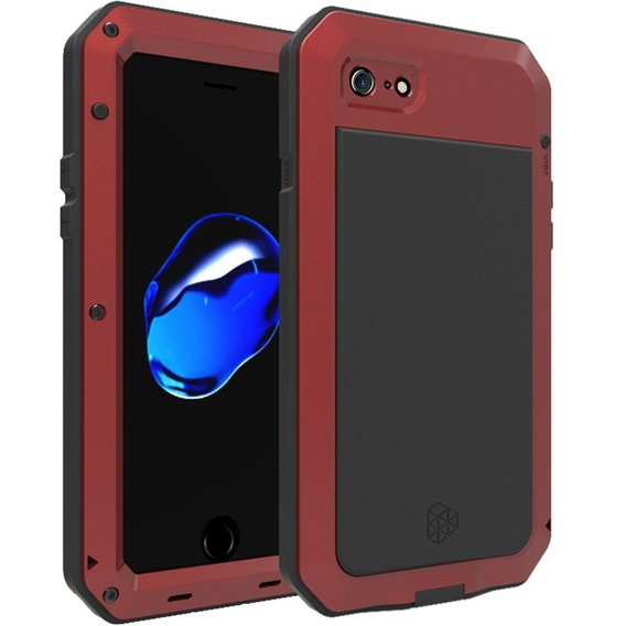 Etui do iPhone SE (2020)/SE (2022)/7/8, pancerne, z wbudowanym szkłem, czerwone
