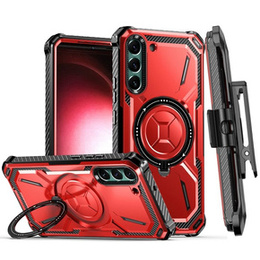 Etui do Samsung Galaxy S23 Plus, Heavy Duty Ring Belt Clip, czerwone