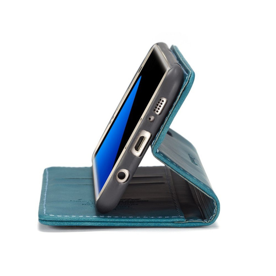 Etui CASEME do Samsung Galaxy S7 Edge, Leather Wallet Case, niebieskie