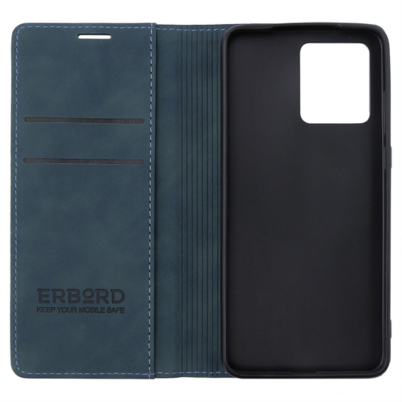 Etui do Motorola Edge 40 Neo, ERBORD Vintage portfel z klapką, niebieskie