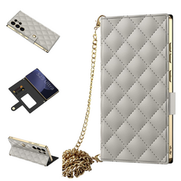 Etui z klapką do Samsung Galaxy S25 Ultra, GKK Mirror Wallet, tytanowe szare