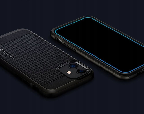 Szkło Hartowane z ramką do montażu SPIGEN Alm Glas FC do iPhone 12/12 Pro (2 sztuki)