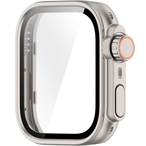 2w1 Etui + Szkło Hartowane do Huawei Watch Fit 4 Pro, Srebrne/Pomarańczowe