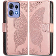 Etui z klapką do Motorola Edge 50 Pro, Butterfly, różowe rose gold