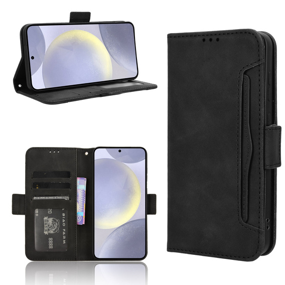 Etui z klapką do Samsung Galaxy S25 FE, Card Slot, czarne