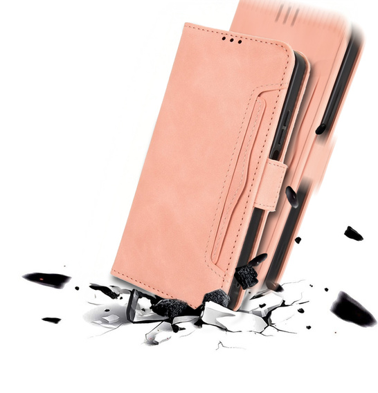 Etui z klapką do Motorola Edge 70, Card Slot, różowe