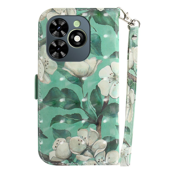 Etui z klapką do Infinix Hot 40i, Wallet, Flowers białe