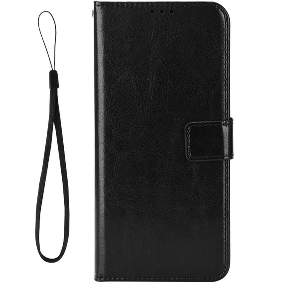 Etui z klapką do Oppo A6 Pro 5G, Crazy Horse Wallet, czarne