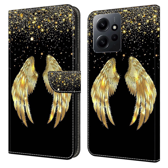 Etui z klapką do Xiaomi Redmi Note 12 4G, Wallet, Wings złote