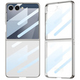 Etui ze szkłem do Samsung Galaxy Z Flip7 5G, PC Case, Srebrne