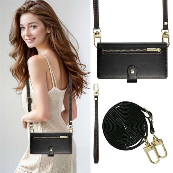 Etui z klapką do Xiaomi Redmi Note 15 Pro Plus 5G / Poco M8 Pro 5G, Wallet Zipper Pocket, czarne