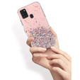 Etui do Samsung Galaxy A21S, Glittery, różowe