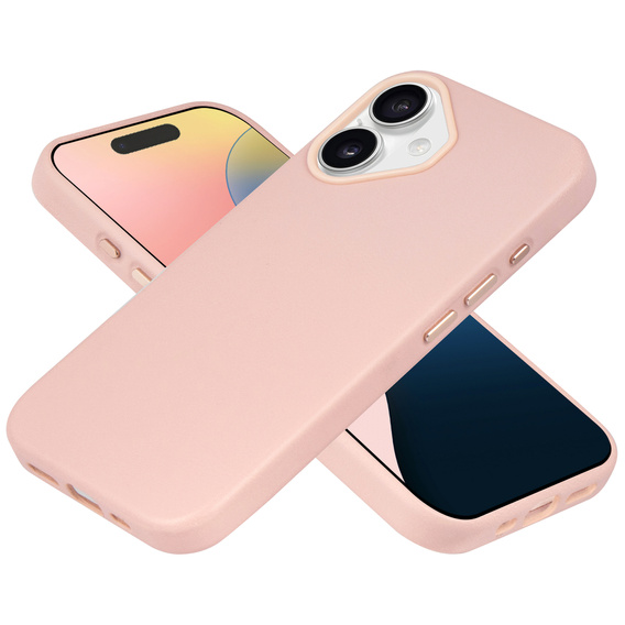 Skórzane Etui do MagSafe do iPhone 16, różowe + Szkło Hartowane 9H
