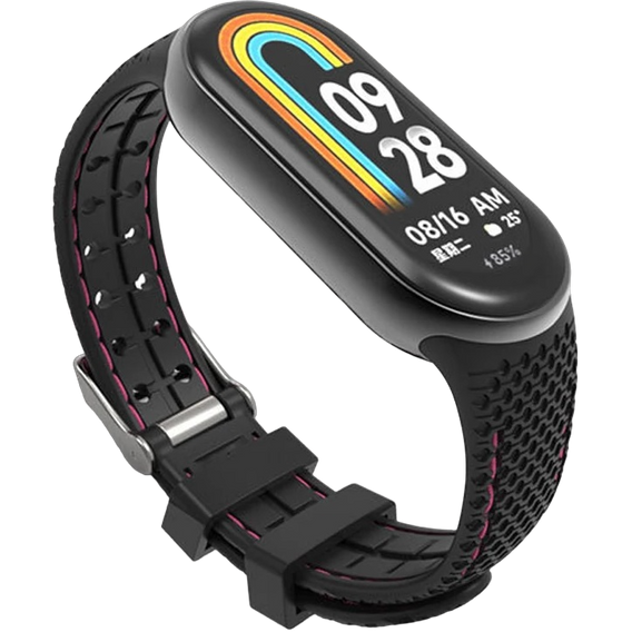 Pasek Silikonowy do Xiaomi Smart Band 10 / 9 / 8, Czarny / Różowy