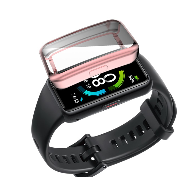 2w1 Etui z osłoną na ekran do Huawei Band 6/7, Różowe