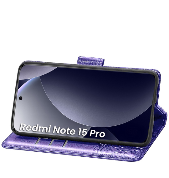 Etui z klapką do Xiaomi Redmi Note 15 Pro 5G, Butterfly, fioletowe