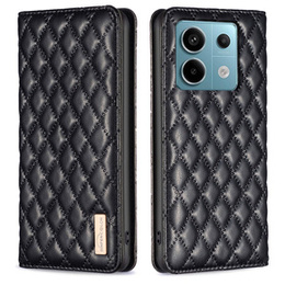 Etui z klapką do Xiaomi Redmi Note 13 Pro 4G / Xiaomi Redmi Note 14S / Xiaomi Poco M6 Pro 4G, Wallet, BINFEN COLOR, czarne