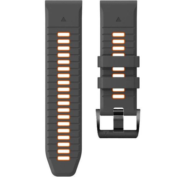 Pasek Silikonowy QuickFit do Garmin Fenix 22mm, Szary / Pomarańczowy