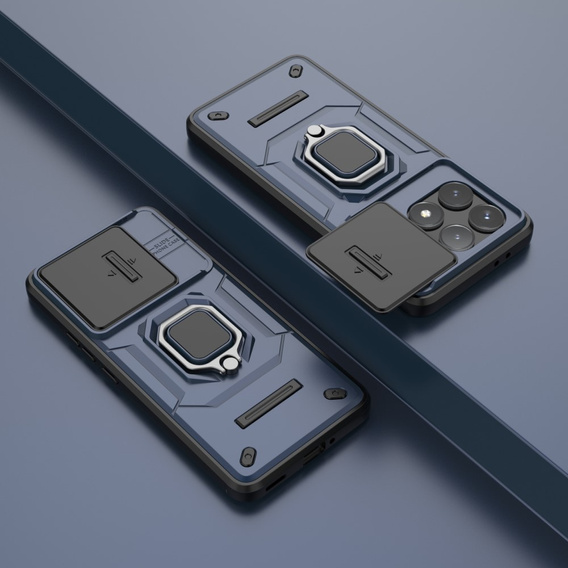 Etui KickStand Camera Lens do Xiaomi Poco F6 Pro, niebieskie