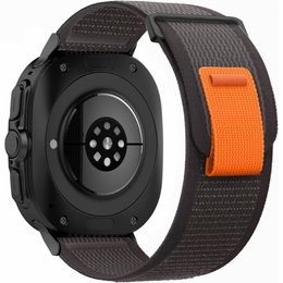 Pasek Nylonowy do Samsung Galaxy Watch Ultra 47mm (2025 / 2024), Czarny / Pomarańczowy