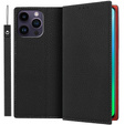 Etui z klapką do iPhone 14 Pro, Litchi Skin Grain, czarne