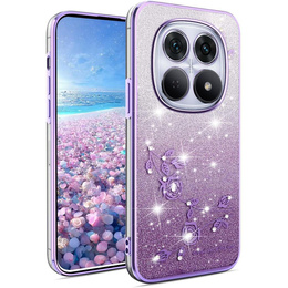 Etui do Xiaomi Redmi Note 15 Pro Plus 5G / Poco M8 Pro 5G, Glitter Flower, fioletowe