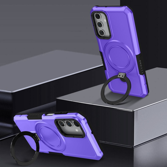 Etui do Samsung Galaxy A15 5G, Kickstand Ring, fioletowe + szkło 9H