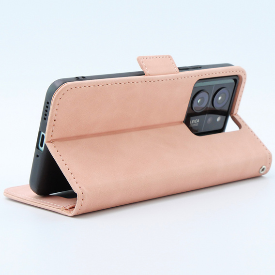 Etui z klapką do Xiaomi 13T / 13T Pro, Card Slot, różowe