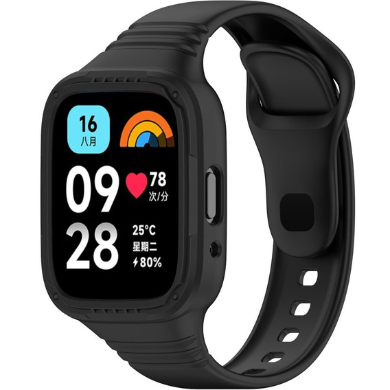 Pasek Silikonowy z Etui do Xiaomi Redmi Watch 3 Active, Czarny