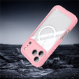 Etui do iPhone 17 Pro Max, Shockproof, ze szkłem, do MagSafe, różowe