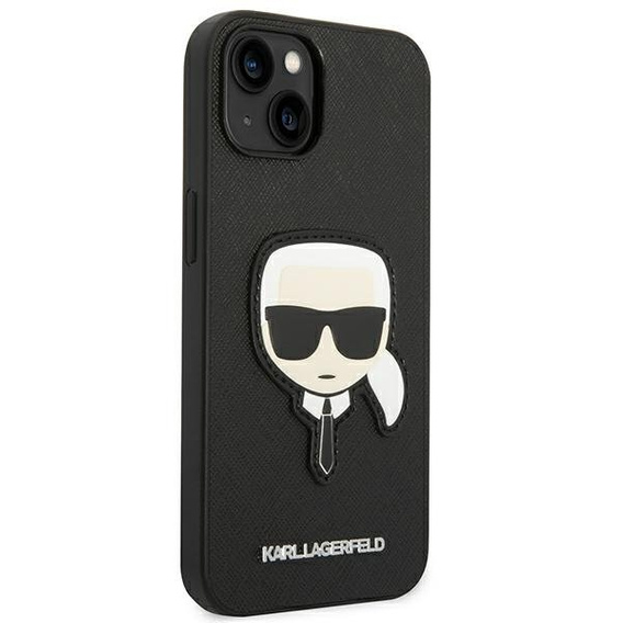 Etui Karl Lagerfeld do iPhone 14 Plus, Saffiano Karl's Head Patch, czarne