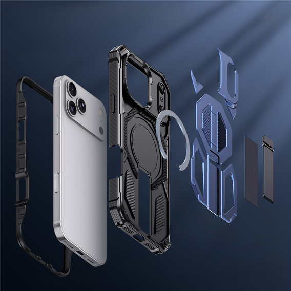 Etui ochronne do iPhone 17 Pro Max do MagSafe, z podstawką, niebieskie