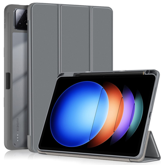 Etui do Xiaomi Pad 6S Pro 12.4, Smartcase Hybrid, z miejscem na rysik, szare