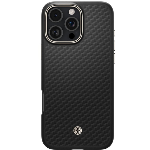 Etui Spigen do iPhone 16 Pro Max, Enzo Aramid MagSafe, carbon czarne + Szkło Hartowane 9H