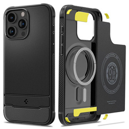 Etui Spigen do iPhone 15 Pro, Rugged Armor MagSafe, Czarne