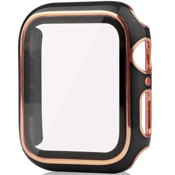 2w1 Etui + Szkło Hartowane do Apple Watch 4/5/6/SE 40mm, Czarne / Złote