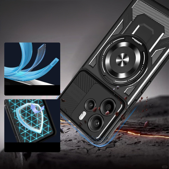 Etui Magnetyczne z Podstawką do Xiaomi Redmi Note 14 4G – Czarne