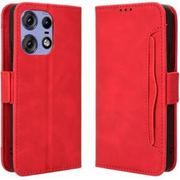 Etui z klapką do Motorola Edge 50 Pro, Card Slot, czerwone