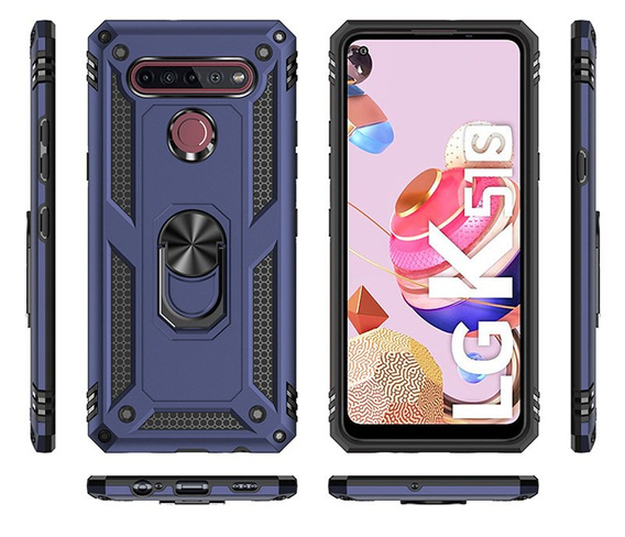 Etui pancerne do LG K51S, Nox Case Ring, niebieskie