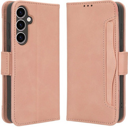Etui z klapką do Samsung Galaxy S23 FE, Card Slot, różowe