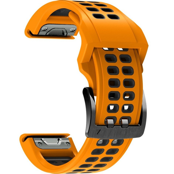 Silikonowy Pasek Two-Rows do Garmin Fenix 5/6/7 - Orange/Black