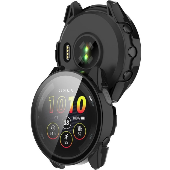2w1 Etui + Szkło Hartowane do Garmin Forerunner 265, Czarne