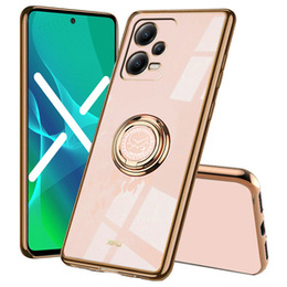 Zestaw Etui do Xiaomi Redmi Note 12 Pro 5G / POCO X5 Pro 5G, Electro Ring, różowe rose gold + Szklo