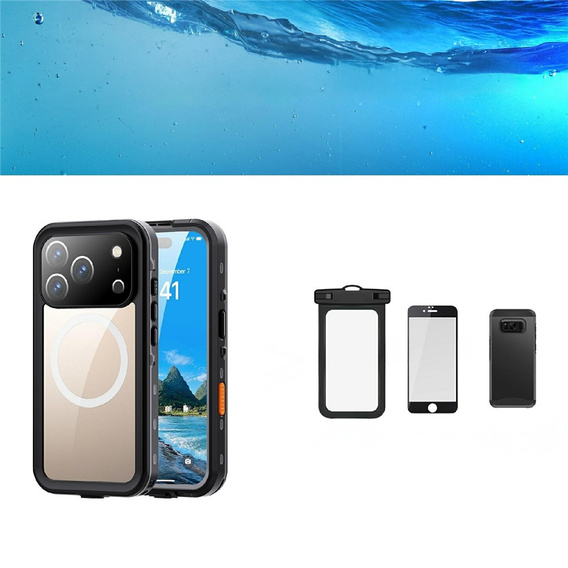 Etui Wodoodporne IP68 do iPhone 17 Pro, SHELLBOX MagSafe, czarne